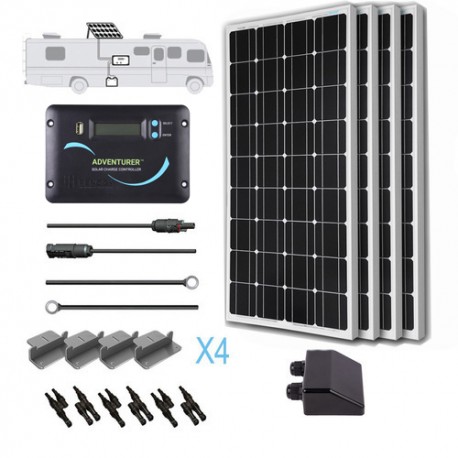 Renogy 12V 400W RV Solar Kit / Renogy 3000W Pure-Sine Inverter / 30A Transfer Switch with Installation Included